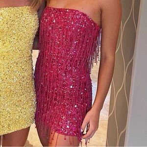 Retrofete Heather Sequin Star Fringe Dress